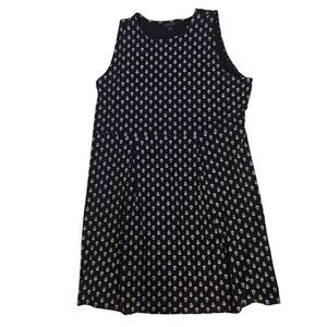 J. Jill Wearever Collection Womens Sleeveless Pleated Dress Black White Size XL
